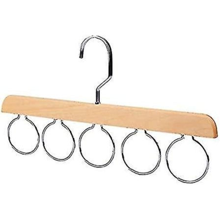 Sjalophænger 5 Ringe Træ Hængende Organiser Garderobe Skab