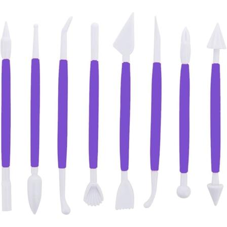 12-delt Fondant-sett for kakedekorering, sukkerpastaverktøy, kjevle, lilla Purple