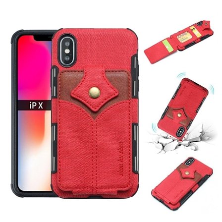 SHOUHUSHEN iPhone Xs Max læderetui med ahornspænde - Rød