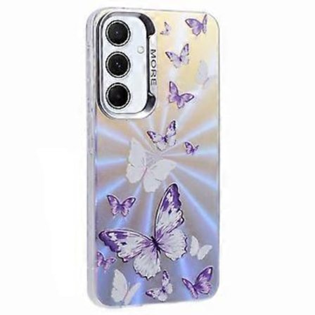 For Samsung Galaxy S25+ Deksel Laser TPU+PC Telefondeksel Elektroplettert Sommerfuglmønster-AB6