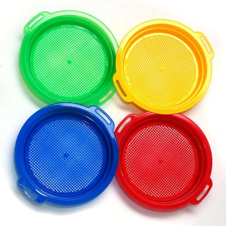 Holady 4-pak Multicolor Sand Sifter Sieves, Plastik Sand Sifter til Baggård Park Fest Sand og Strand (4 Farver)