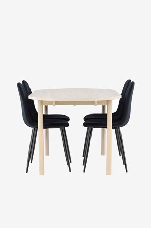 Venture Home - Andy spisebord med Polar spisestol - Svart - Spisegruppe 4 personer - Fra Homeroom