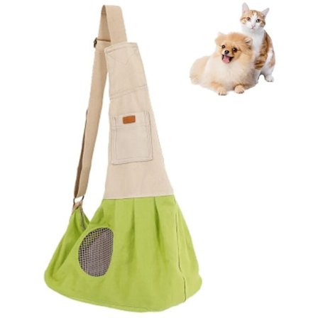 Kattbärare med justerbar vadderad axelrem med framficka Hundbärare Metro Grön
