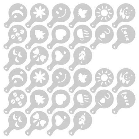 2 set (16 st) Fancy kaffestämplingsmodeller, förtjockade kaffemjölkskumssprayer