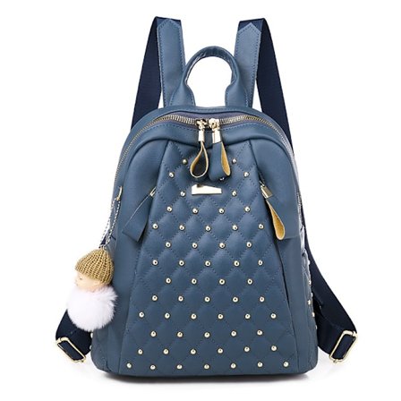 Trendikäs ja tyylikäs vedenkestävä nahkainen reppu siniteillä -