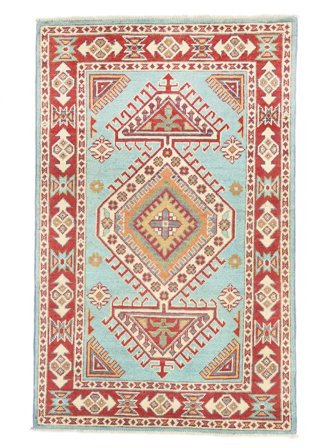 Kazak Fine Matta Handknuten 80X123 Beige/Brun Afghanistan