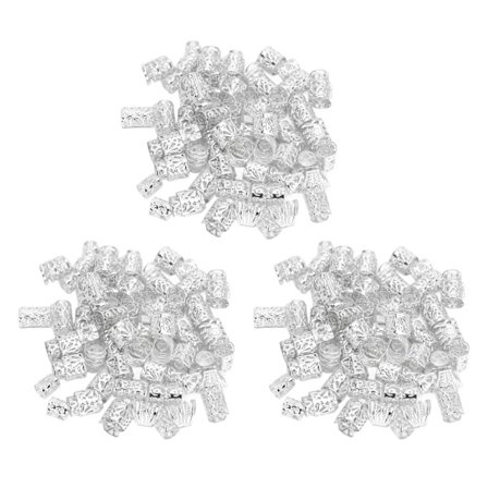 300 stk skjeggperler DIY retro lette hårperler utsøkte dreadlocksperler for menn og kvinner sølv