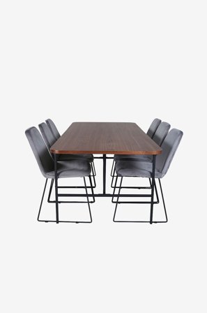 Venture Home - Matgrupp Uno med 6 st matstolar Muce - Brun - Matgrupper - Från Homeroom