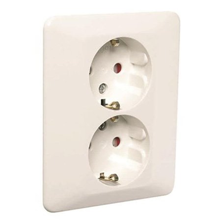 Elko EKO06925 Stikkontakt innfelt, jordet, 2-veis, med delt brønn, Strømbrytere & vegguttak