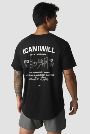ICANIWILL - Stride Raglan Print T-shirt Men Black - Herren - ICIW