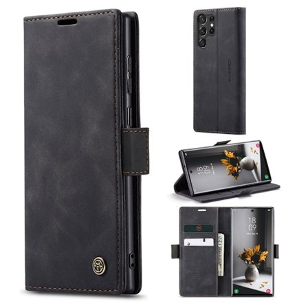 CaseMe Samsung Galaxy S23 Ultra Vintage Etui - Sort