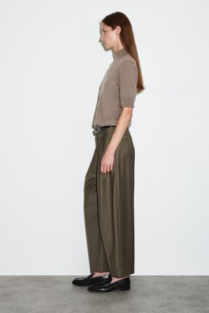 COS Women's Pantalón De Pinzas Barrel Fit De Lana in Beige
