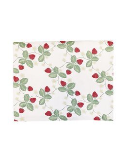 Sommerlig dug med trykt jordbærmotiv Hvid