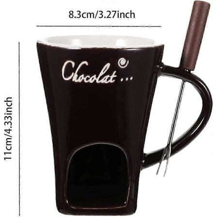Chokoladefondue Krus Kaffekop Chokoladesmeltningskrus med Gaffel Fonduegryde Varmer Krus Slik Hot Pot[GKS] kaffe