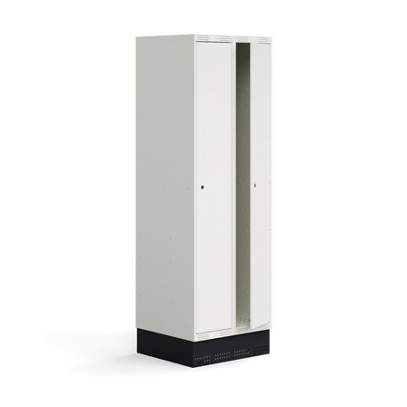 Skab til skoleelever ROZ, 2 moduler, 2 døre, inkl. bund, 1890x600x550 mm, hvid