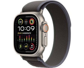 Apple-Watch Ultra 2 GPS + Cellular, 49mm Titanium Case with Blue/Black Trail Loop - S/M - B-vare-Klar for større eventyr.-Personal training-