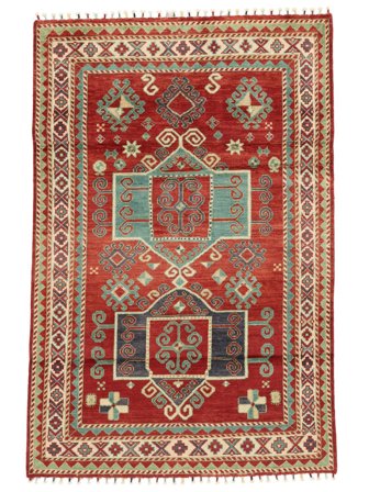 Orientalisk Kazak Fine Matta 119X181 Mörkröd/Grön Ull, Afghanistan