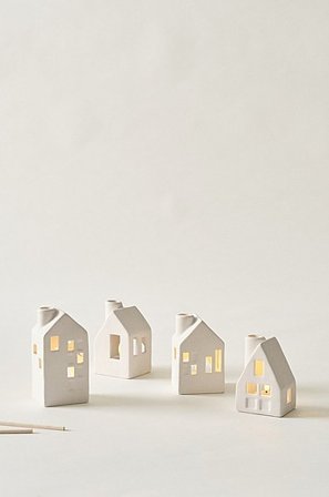 Jotex - Lysestage 4-pak Hvid - VILLAGE - Køb Lanterner hos Jotex