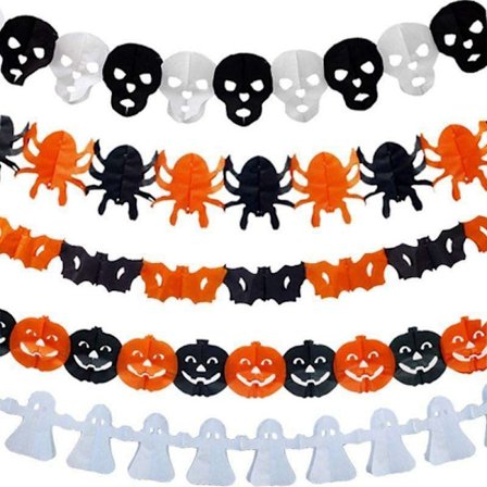 Halloween - Dekorasjoner - Garland - Gresskar, spøkelser - 3m