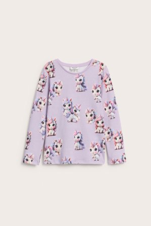 Kappahl | Langermet T-skjorte enhjørning | Lyselilla