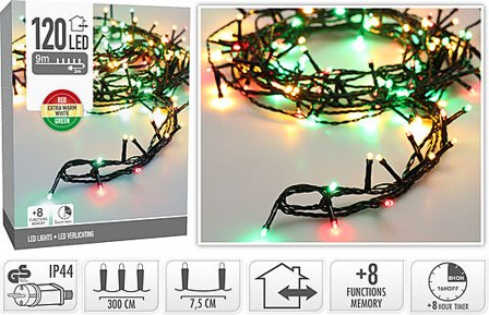 KI Lyslenke 120LED 3 farger 3m