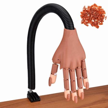 Uppgradera naglar faller inte av lätt Nagelträning Tåg Träna hand, nageldisplay manikyr, flexibel rörlig falska falska händer för nagelmanisk