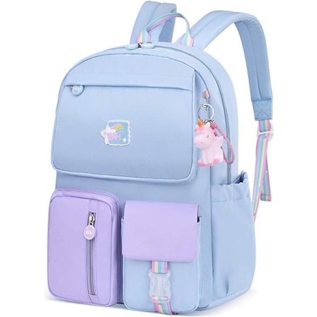 Skolerygsæk til piger – Sød skolerygsæk med smuk vedhæng til grundskole- og teenagepiger_TF_TF