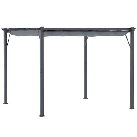 Pergola Gazebo Terrasseoverdækning Med Skydetag, Have, Aluminium, Koksgrå + Mørkegrå, 3X3X2,23M