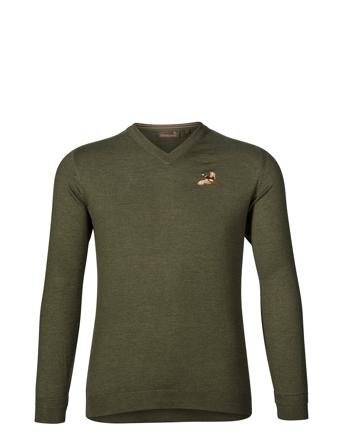 Woodcock V-Neck Pullover Strikkegenser V-krage Kakigrønn Seeland*Betinget Tilbud