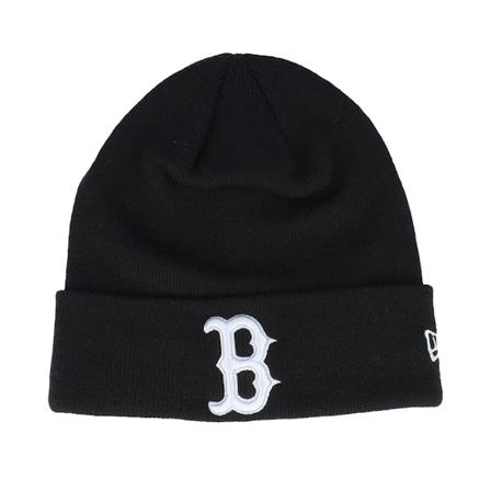 New Era - Boston Red Sox League Essential Beanie Black/White Cuff Cuff Black Beanie - MLB @ Hatstore