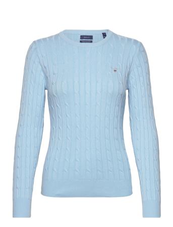 Stretch Cotton Cable C-Neck Pullover Blå GANT*Betinget Tilbud