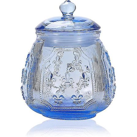 Vintage Preget Stemt Glasskjerm Oppbevaringsflasker Tebokser Forseglede Krukker 1 Stykke Blå