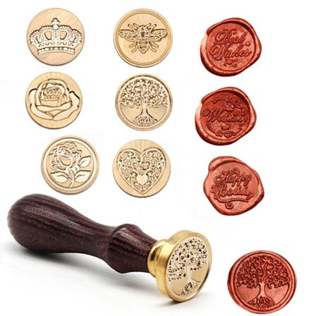 Tree Pattern Wax Seal Stamps Retro Happy Birthday Antique Wooden Sealing Scrapbooking Sollos stempel Craft Wedding Decorative