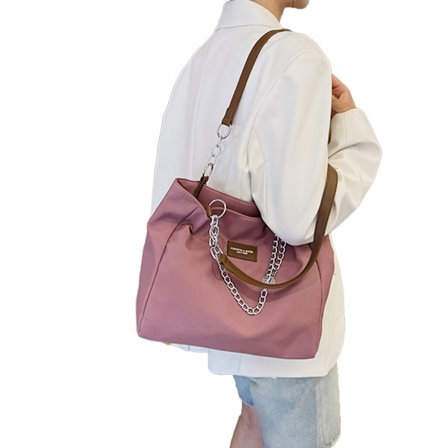 Stor kapacitet nylon tygväska Axelhandväska för researbete och shopping