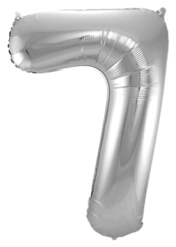 Sifferballong Jumbo 86 cm Silver "0-9" Siffra 7 - Partyninja.se