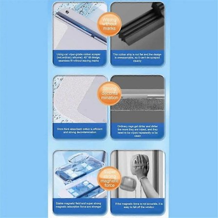 Magnetisk Fönsterputsborste Hushåll Dubbelsidig Glasrengörare Höghöjds Stark Magnetisk Fönsterputsare