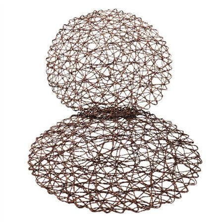 Runda pappersunderlägg vävda pappersfiber dekorativa flätade naturliga festmattor dekor 15 tum set om 12 (kaffe)