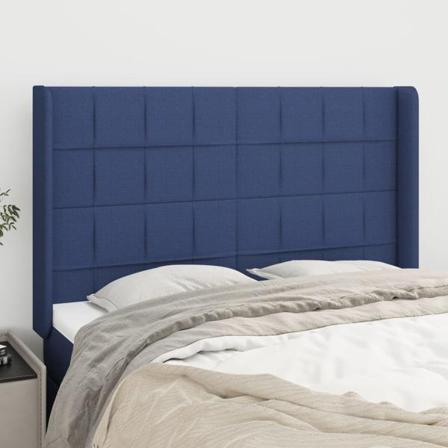 Vidaxl Huvudgavel Med Kanter Blå 147x16x118/128 Cm Tyg Blå