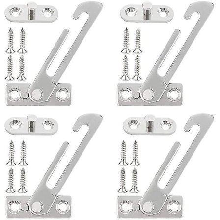 4 stk. Vindusbegrenser i rustfritt stål, barnesikring, sikkerhetslås