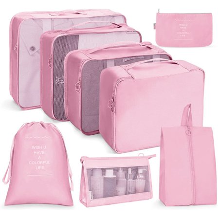 Travel förvaringsväska set Makeup Pack 8-delat set rosa