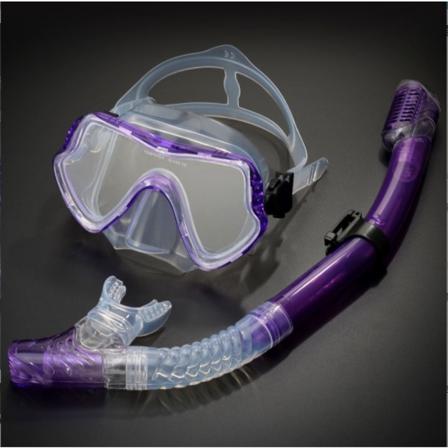 Dykkebriller Snorkelsett Voksen Stor Ramme Silikonmaske Svømme Snorklingmaske Dykkebriller (Gjennomsiktig Lilla)