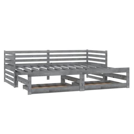 Vidaxl Dagbädd Utdragbar 2x(90x200) Cm Grå Massiv Furu Grå