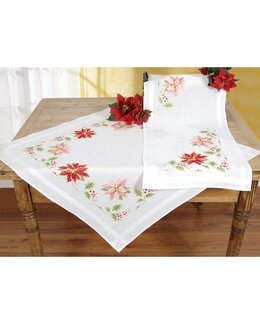 Broderikit Dug Juleblomster - Løber - Vervaco