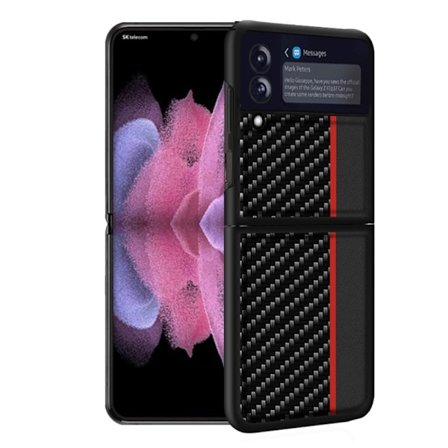 Carbon Stripe mobilskal till Samsung Galaxy Z Flip 3 - Röd