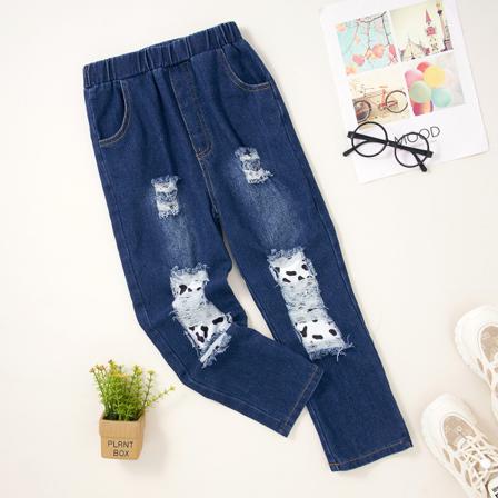 Kid Girl Leopard Heart Print Svart Pullover Sweatshirt Patchwor