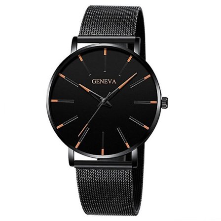GENEVA Miesten Kvartsikello Muodikkaat Rannekellot Ruostumattomasta Teräksestä - Tyyli G (FMY)