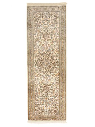 63X186 Alfombra Cachemira Pura De Seda Oriental De Pasillo Naranja/Marrón (Seda, India) Carpetvista