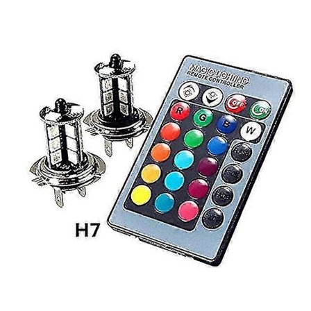 2 stk. 9006 H4 Hb4 H7 H8 H9 H11 Universal Auto Rgb Atmosfære Lampe 5050 Led Lys Bilprodukter Tilbehør Med Fjernkontroll_Spesielle gaver