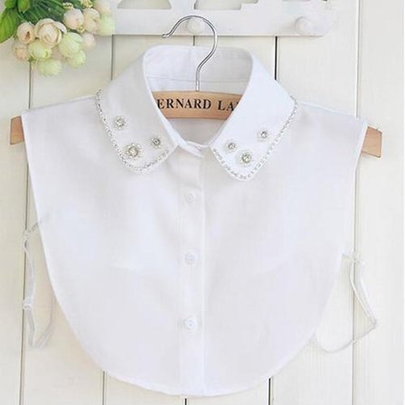 Blusekrage, Modell 3, Hvit, Løse krager for under genseren Hvit/Hvit