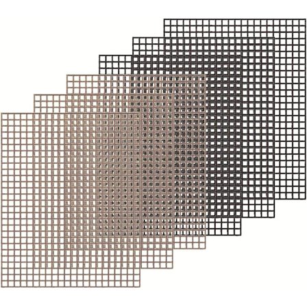 6 st BBQ Grill Mesh Mat Återanvändbar Non-Stick Grillmattor Värmebeständig BBQ Teflon Mesh - Brun & Svart, 40 x 33 cm